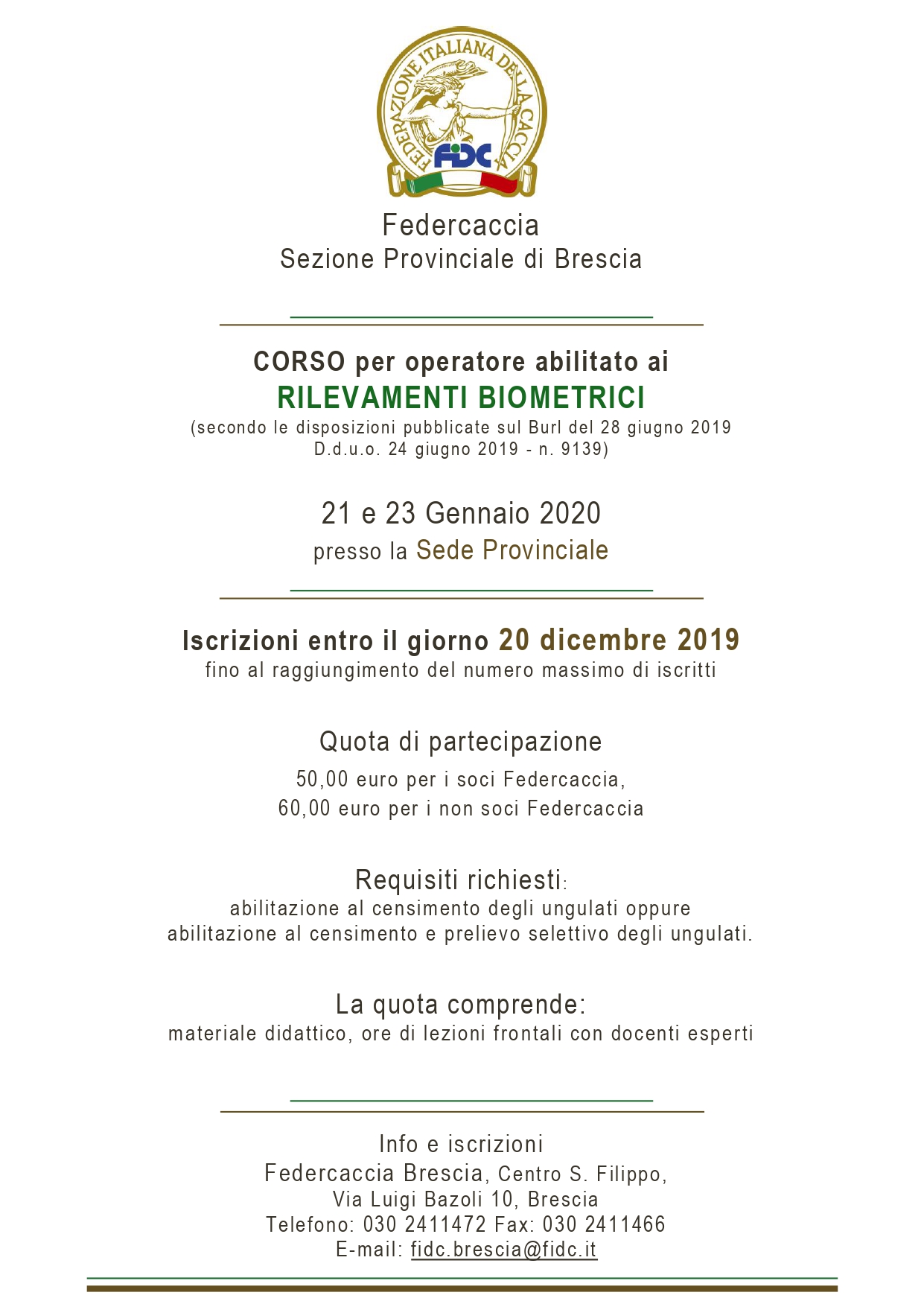 CORSO per operatore abilitato ai RILEVAMENTI BIOMETRICI – 21 e 23 gennaio 2020